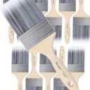 Wesquer 3 Inch Professional Paint Brushes 12-Pack, Premium Synthetic Bristles for Smooth Finish, Easy to Clean & Reusable for Wall, Cabinet, Interior & Exterior Painting