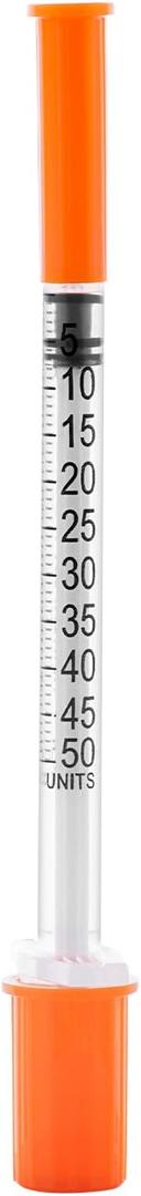 U-100 1/2ml Syringe with Needle, 31G 5/16" 8mm 1/2cc Syringes, Disposable Individual Package, Pack of 100