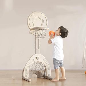Toddler Basketball Hoop Set With 3 Balls, Adjustable Basketball Hoop Set Indoor Outdoor For Kids 1-3, Toddler Sports Activity Center, Portable Basketball Soccer Golf Game Set, Birthday Gift Grey)