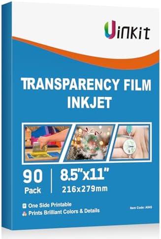 Uinkit Bulk 90 Sheets Printable Transparency Film Acetate Clear Sheets for Crafts 8.5x11 OHP Overhead Projector Film For Inkjet Printer Quick-Dry