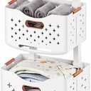 Collapsible Laundry Basket Organizer, 3-Tier Foldable Laundry Sorter with Wheels & Wall Mount, Space-Saving Slim Laundry Hamper with Removable Bins,100L Capacity for Bathroom, Dorm & Small Spaces