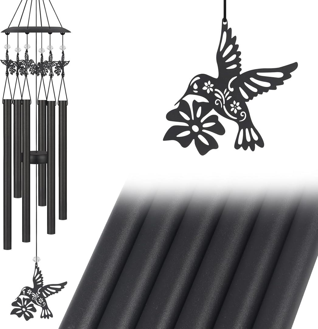 Hummingbird Wind Chimes for Outside,Sympathy Garden Decor Gifts for Women Mom and Grandma,Christmas Windchime in Loving Memory Outdoor Decoration for Yard, Patio, Porch, Lawn