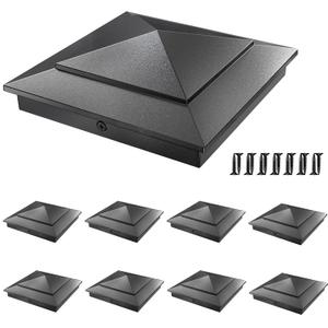 8 Pack Pyramid Aluminum Post Caps 6x6 for Wood Posts (Actual 5.5" x 5.5") Durable Powder-Coated Fence Post Caps for Decks, Patios, Fences, Weather-Resistant, Rust-Proof PC66