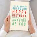 4 x Funny Birthday Card for Grandson, Happy Birthday Gifts for Grandson, Sweet Bday Greeting Card from Grandpa Grandma, Best Grandson Bday Gift Ideas