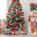 Christmas Tree Skirt 36 Inch Red Cardinals Pine Winter Berry Xmas Tree Mat Christmas Decorations for Xmas Happy New Year Holiday Indoor Party Burlap Tree Skirt Small Ornament (Medium, Multi72)
