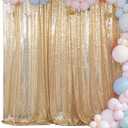 ShinyBeauty Sequin Backdrop - Photo Backdrop and Fabric Backdrop for Wedding/Party/Photography/Curtain/Birthday/Christmas/Prom/Other Event Decor - 4FTx7FT(48inx84in) (Light Gold)