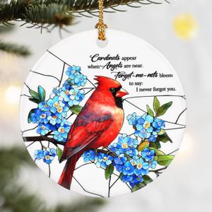 Cardinal Christmas Ornaments, Dodosky 2.8in Ceramic Xmas Decor, Christmas Tree Ornaments, Xmas Decorations for Tree, Holiday Ornament, Memorial Gift, Cardinal Gifts, in Memory of Loved One Gifts, Pack Of 2