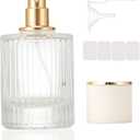 1 Pack Empty Perfume Spray Bottles, 50ML Ribbed Glass Atomizer Spray Bottle for Men and Women, Travel Refillable Perfume Atomizer for Sample Dispenser and Home Decor, White Cap