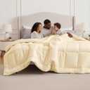 Bedsure Comforter Duvet Insert - Quilted Comforters Oversized King, All Season Duvet, GentleSoft Down Alternative Bedding, with 8 Tabs, Gifts for Women/Men, Cream, Oversized King 116 x 98 Inches