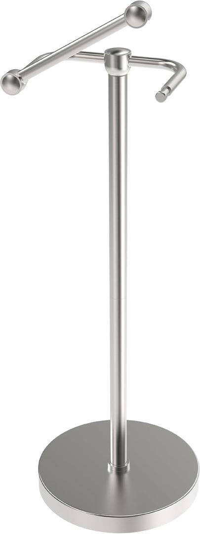 RARXTR Toilet Paper Holder Stand, Post Pivoting Design Free Standing Toilet Paper Holder, SUS304 Stainless Steel Toilet Paper Roll Holder, Heavy Stable Base (Brushed Nickel)