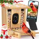 PeckCam Bird Feeder with Camera - 4MP 2K Live AI Bird Species Identification Instant Arrival Alerts - Smart Cameras Birds Feeders Solar Powered Birdwatching Gift for Birdlover Mom Dad, 2.4GHz WiFi (Burlywood)