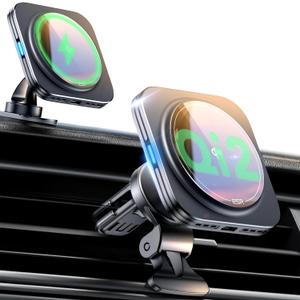 ESR for Qi2 15W MagSafe Car Mount Charger, Qi2-Certified MagSafe Car Charger, Air Vent/Dashboard Magnetic Wireless Phone Holder Mount for iPhone 17/16/15/14/13/12, Galaxy S25, Pixel 10, Fast Charging (Black)