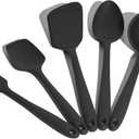 GIR: Get It Right Premium Silicone 5 Piece Utensil Set - Non-Stick Heat Resistant Kitchen Cooking and Serving Utensils - Silicone Spatula, Flip/Turner, and Spoonula - Black (GIRBDLE5UP111BLK)