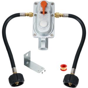 Skyflame RV Propane Regulator for Dual Tanks, 2 Stage Auto Changeover LP Regulator with 2PCS 12 Inch Pigtails for RV Trailers Camper, Vans/Trailers Primary Cylinder