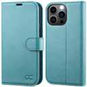 OCASE Compatible with iPhone 13 Pro Wallet Case, PU Leather Flip Case with Card Holders RFID Blocking Stand [Shockproof TPU Inner Shell] Phone Cover 6.1 Inch 2021 (Mint Green)