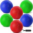 6 Pcs Dodgeballs 8.5 Inch Playground Ball 3 Colour Kickball Inflatable Rubber Handball Bouncy Dodge Ball with 1 Hand Pump for Outdoors Games Gym Camps Picnic (Needle is at The Top of the Pump) (Multicolor)