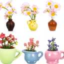 Mini Ceramic Vase Fridge Magnets, Cute Vase Refrigerator Magnets, Tiny 3D Plant Ceramic for Refrigerator, Cute DIY Plants Decor Accessories, Fridge Kitchen Office Decoration