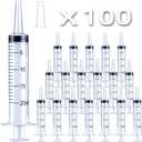 100 Packs 20ml Plastic Syringe, with Cover Cap, Large Syringes for Liquid Jello Shots, Measuring, Watering, Refilling, Feeding