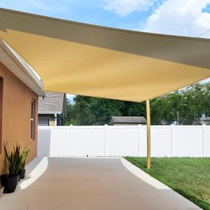 TANG 8'x8' Sun Shade Sail Rectangle Sunshade Canopy UV Block Shade Cloth Pergola Cover for Outdoor Patio Garden Gazebo Deck, Sand