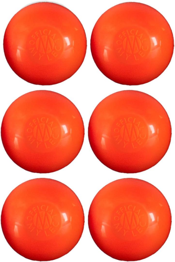 Mylec Street & Roller Hockey Balls - No-Bounce, Durable Construction for Outdoor Play (6 Pack, Orange)