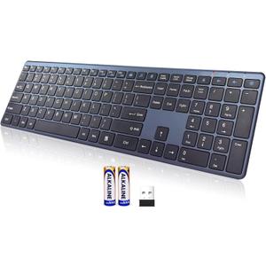 Wireless Keyboard-2.4G Ultra Slim Quiet Full Size USB PC Computer Keyboard,19 Multimedia Keys, Number Pad, Plug& Play, Lag-Free Ergo, Long Battery Life for Desktop, Laptop, Smart TV, MAC, Windows, QWERTY, Spacegray