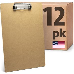Officemate Recycled Legal Size Wood Clipboard, Low Profile Clip, 12 Pack, Brown (83227)