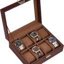 ProCase Watch Box for Men, 8 Slot Mens Watch Case, Watch Storage Watch Holder Organizer for Men, Watch Display Case With Glass Lid -8 Slot, Espresso