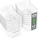 Tiawudi 12 Pack Plastic Storage Bins, Multi-Use Organizer Bins, Pantry Organizer, Clear Storage Containers for Home, Kitchen, Office, Cabinet, Shelf and Fridge Organization