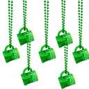 4E's Novelty St Patricks Day Shot Glasses Bead Necklaces, Pack of 12  Green Irish Gifts Party Favors Supplies, St Patricks Day Accessories for Adults (Transparent Green With Shamrock)