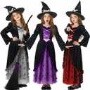 Morph Witch Costume Kids, Witch Costume For Girls, Halloween Costumes For Girls And Toddler (3-4 Years, Purple)