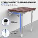 Folding Shower Seat Wall Mount, Foldable Wall Wood Shower Chair Bench for Seniors, Bathroom Safety Shower Stool for Small Shower