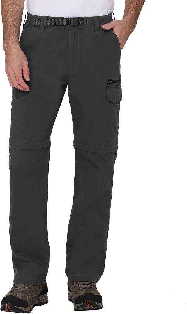 Hiking Convertible Outdoor Cargo Pants for Men (Medium/30" Inseam, Gray)