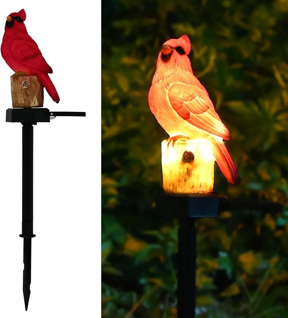 Cardinal Garden Decor Red Bird Figurine Memorial Solar Light Outdoor Stake Patio Yard Art Lawn Ornament Porch Christmas Decorations Outside Statue Gift for Mom Grandma Women Mother,3.94 x 3.54 x 16.73 inc
