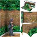 1 Roll 100 Ft x 54 Inch Forest Path Plastic Tablecloth Roll Safari Dinosaur Jungle Table Cover with Cutter Box for Birthday Baby Shower Party Supplies