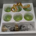 Art Deco Chandelier Green Glass Globe Chandelier 6-Light Gold Vintage Wood Pendant Light Fixtures Mid Century Ceiling Hanging Light for Living Room Bedroom Kitchen