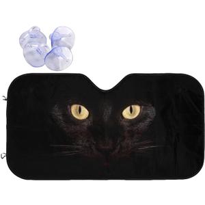 Black Cat Eyes Windshield Sunshade for Car SUV Truck Foldable Uv Ray Reflector Front Window Sun Shade Visor Shield Cover