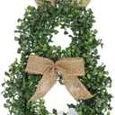 Easter Bunny Wreath, Spring Bunny Shaped Artificial Flower with Bowknot for Front Door Summer Farmhouse Holiday Wall Home Window Decor (Light Green)