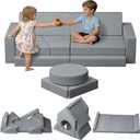 15pcs Unique Modular Kids Play Couch - Convertible Foldable Toddler Sofa Bed with Removable Crystal Velvet Cover, Safe Couches Kids Furniture for Playroom & Bedroom, for Boys and Girls | Convertible Foldable, Toddler Sofa Bed, Crystal Velvet Cover, Removable Cover, For Boys and Girls, Playroom & Bedroom