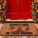 Lanpn Christmas Welcome Natural Coir Door Mat, Santa Large Coco Front Door Outdoor Doormat Outside Entrance Porch Non Slip Rubber Rug Winter Xmas Farmhouse Decor (Brown, 36x24 inch)