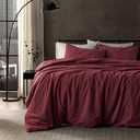 SLEEP ZONE Duvet Cover King Size, Stone Washed, Soft and Comfortable with Natural Wrinkles, Easy Care, Gift-Wrapped, Safe and Skin-Friendly(Burgundy, King)