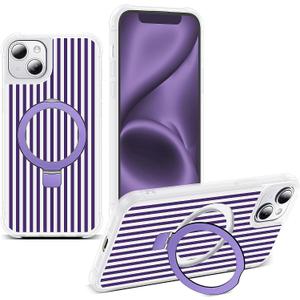 Compatible with Striped iPhone 13/14 Case with Stand,6.1" T-Purple