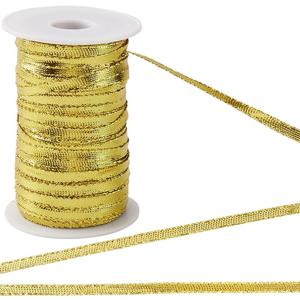 GORGECRAFT 109 Yards Gota Patti Trim Rolls 1/4" Metallic Lace Trim Ribbon Decorative Embroidery Edge Trimming with Plastic Spool for Clothes Sewing Saree Dupatta Dresses Embellishment Light Khaki