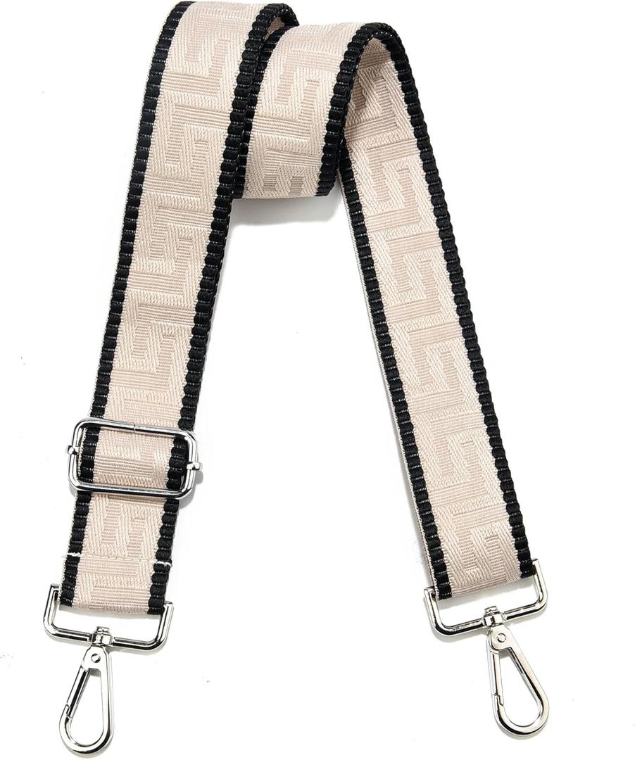 Wide Purse Strap Replacement Crossbody Canvas Shoulder Bag, Universal Adjustable Straps for Bags(55Long) (Stripe-38S-Beige)