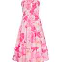 GRACE KARIN Girl Pink Floral Dress Wide Straps Easter Holiday Party Cute Maxi Boho Dress, Size 7-8,Pink Tropical