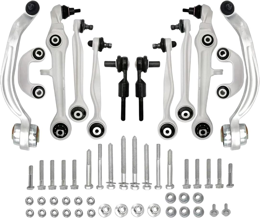 8E0498998S1 Front Control Arm Suspension Kit Upper & Lower Compatible with Audi 2000-2008 A4 A4 Quattro(Set of 12)