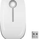 VssoPlor Wireless Mouse, 2.4G Slim Portable Computer Laptop Mouse with Nano Receiver Quiet Silent Optical Mice for Notebook, PC, Laptop, Computer-White and Silver