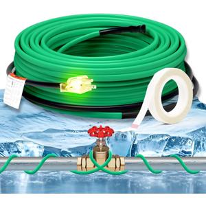 HEATIT Heat Tape for Water Pipe Freeze Protection Self-Regulating Heat Cable for Metal And Plastic Pipes Roof & Gutters De-Icing Heating Trace Tape Anti-Freeze Pipe Heater System 6ft Lighted Plug 2FT