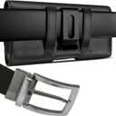 PiTau Holster for iPhone 17, 17 Pro, 16, 16 Pro, 15, 15 Pro, 14, 14 Pro, 13, 13 Pro, 12, 12 Pro, 11, Xs, 11 Pro, X, XR, Cell Phone Belt Holder Case with Clip, ID Credit Card Slot Pouch Cover, Black (Small)