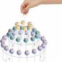 3 Tier Acrylic Lollipop Stand with Handle, 36-Hole Clear Cake Pop Holder with 100 Sticks, 100 Wrappers, 100 Gold Twist Ties, Candy Dessert Display Rack for Weddings, Birthday Parties, Baby Showers