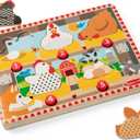 Melissa & Doug Happy Hens Push to Pop Wooden Puzzle, Montessori-Inspired Toddler Puzzles with Magnetic Pieces and Colorful Puzzle Board, Preschool Toys for Girls & Boys Ages 18 months+